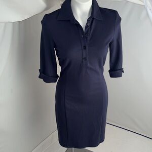 Amy Matto navy fitted button front shirt dress 6